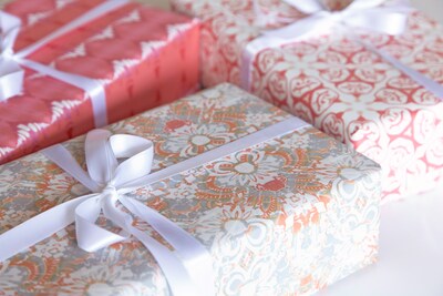 Wrapping Paper Roll ~ Carmen, Peach Gift Wrapping Paper, 30" wide, by the Yard [Gift Wrap, Birthday, Easter, All Occasion] - image2